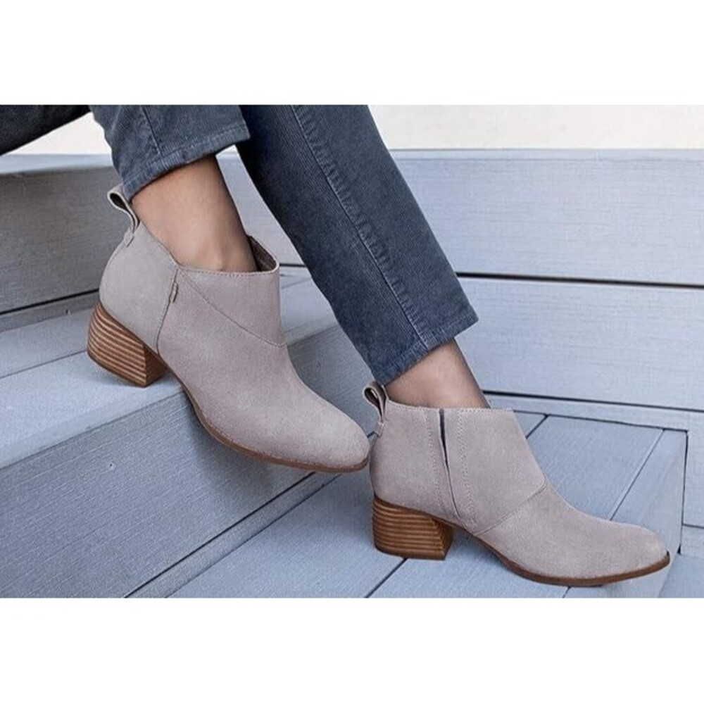 TOMS Women’s Leilani Booties – Drizzle Grey Suede – Size 7